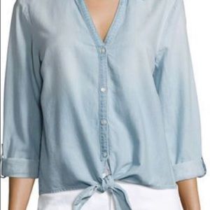 Joie Soft Chambray Button Up Tie Front Shirt